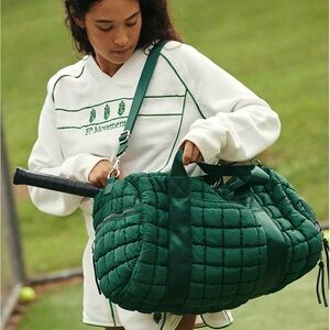 Free People Green Quilted duffel style Bag